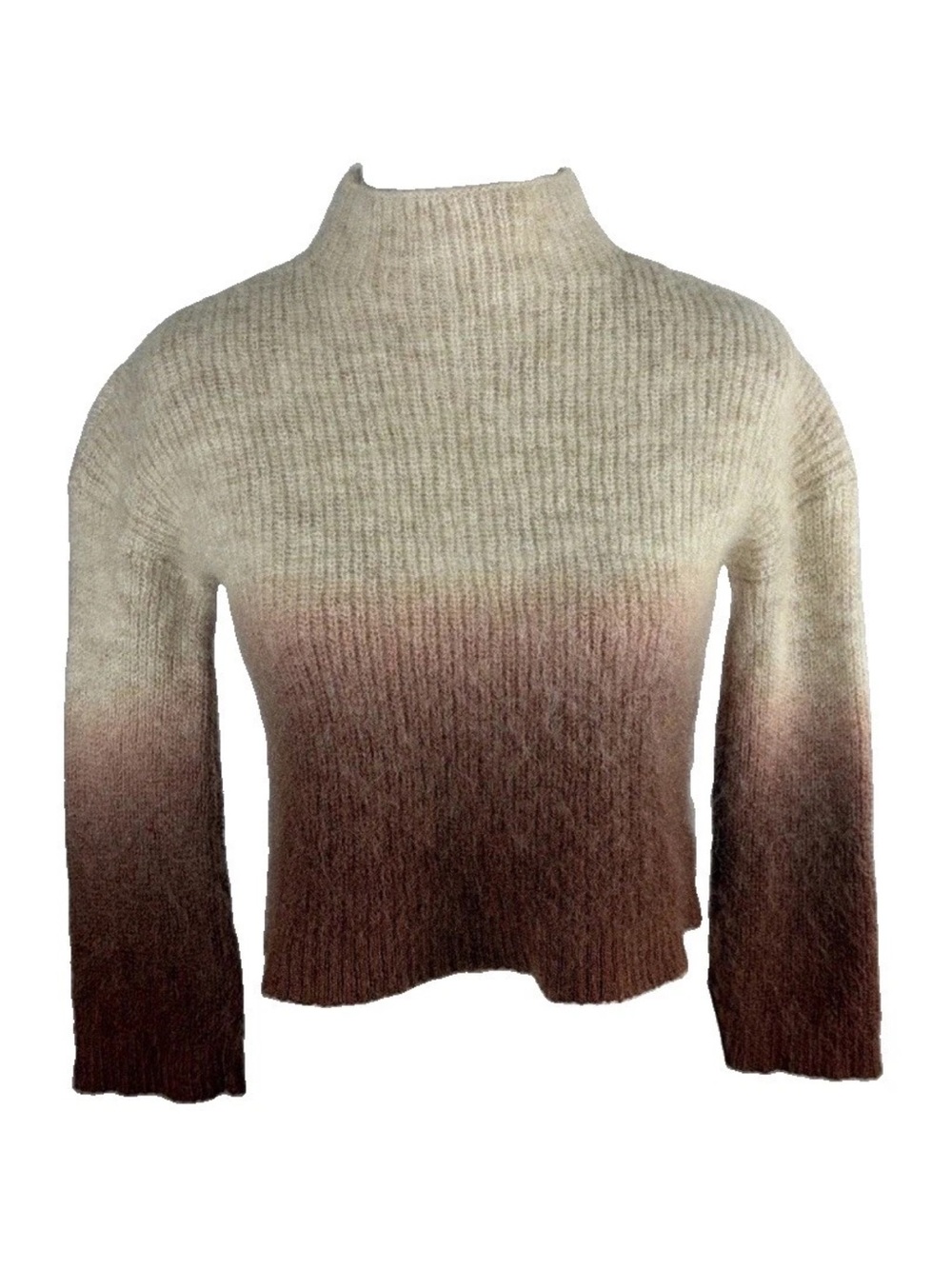 cloth & stone Soft Mohair Blend mock Neck Sweater Sz small Ombre’ beige to rust